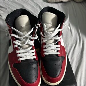 Jordan Air 1 Mid Black and Red Sneakers